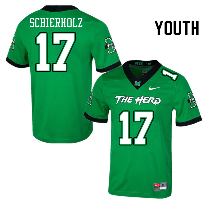 Youth #17 Jack Schierholz Marshall Thundering Herd College Football Jerseys Stitched Sale-Green - Click Image to Close